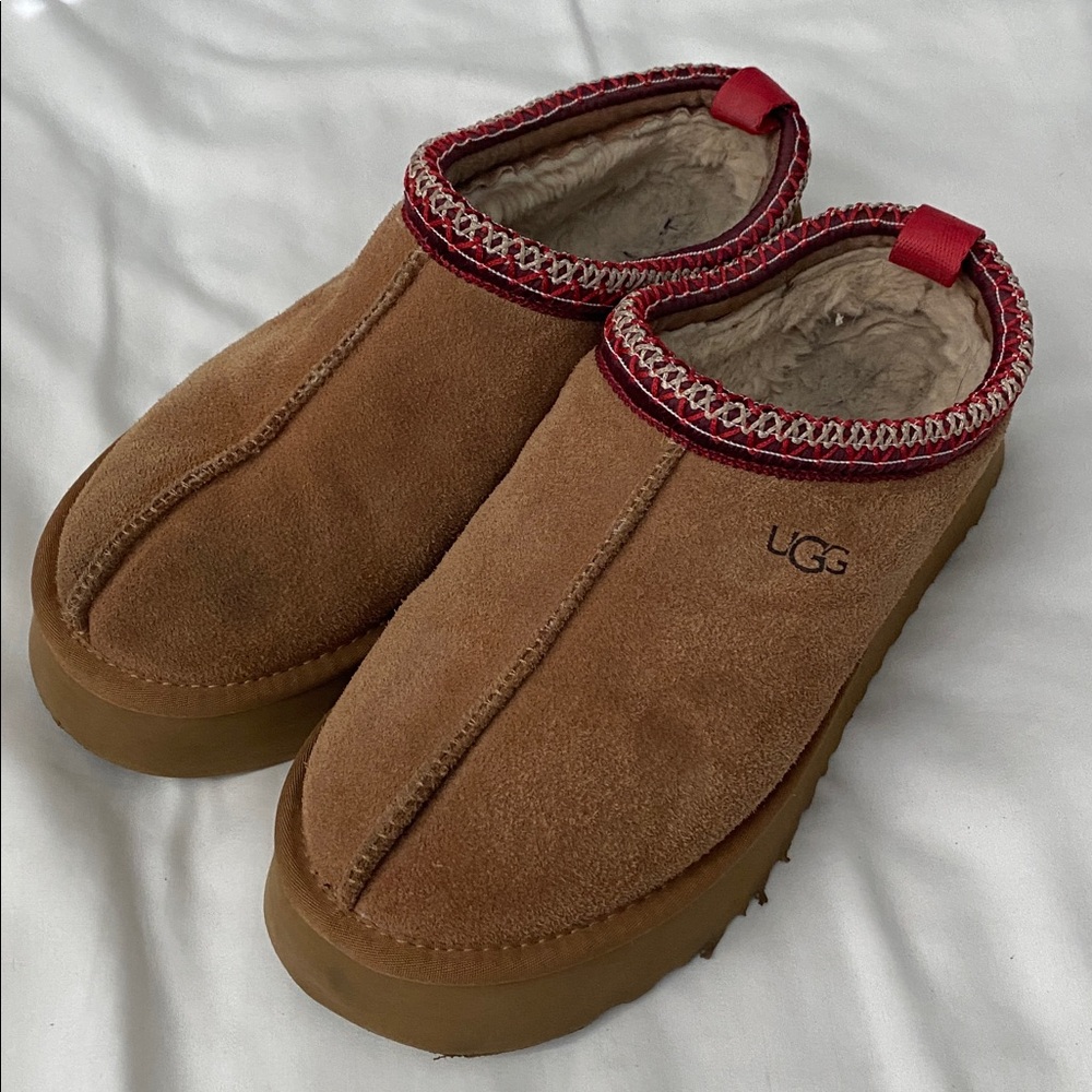 UGG Tazz II Platform Slippers Mules Slides Chestnut Suede Shoes Size 8 - Picture 10 of 14